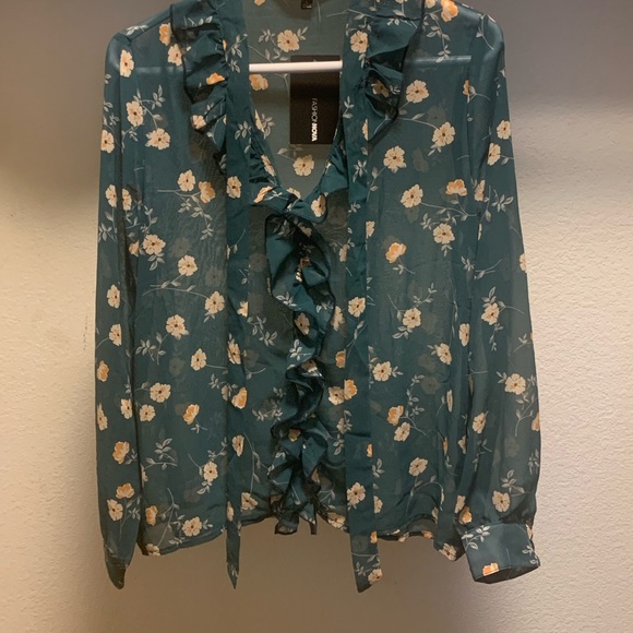 Green flower print blouse - Picture 1 of 2